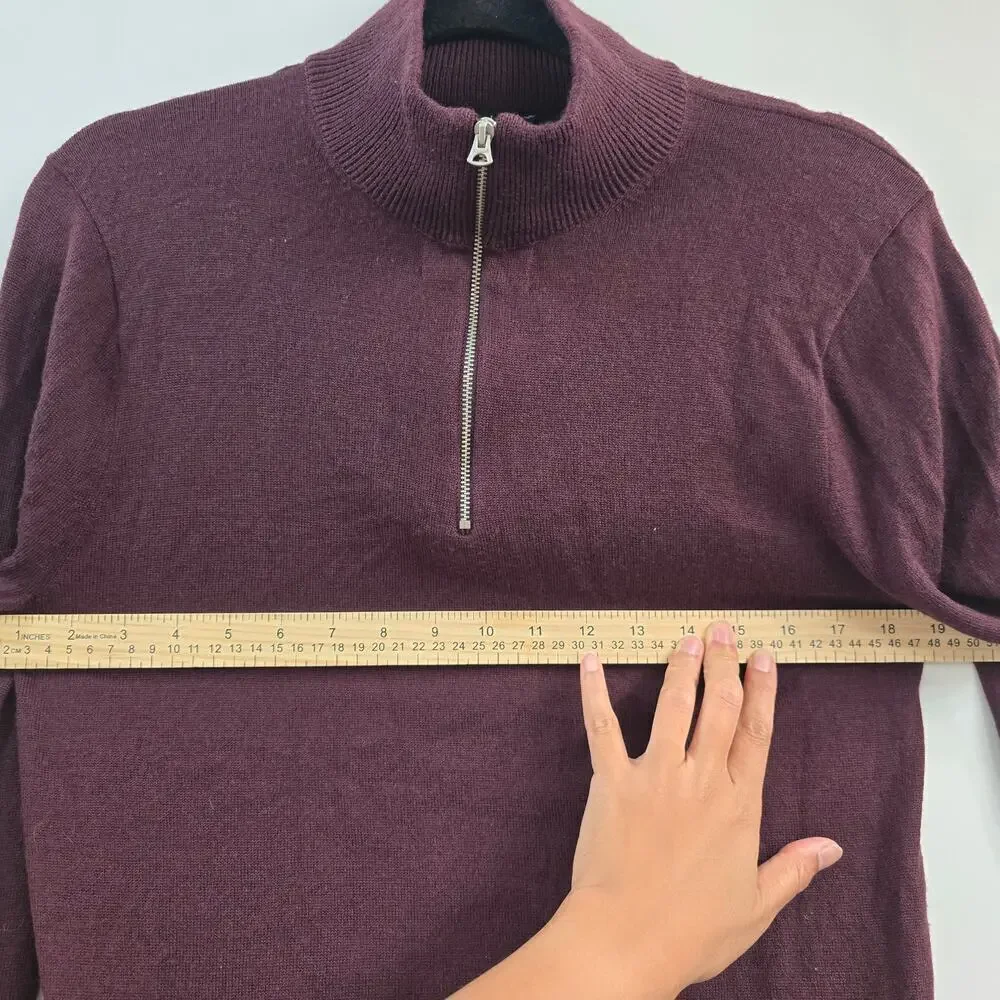 J.Crew Men’s Half Zip Merino Wool Blend Sweater Size S Burgundy Preppy Classic